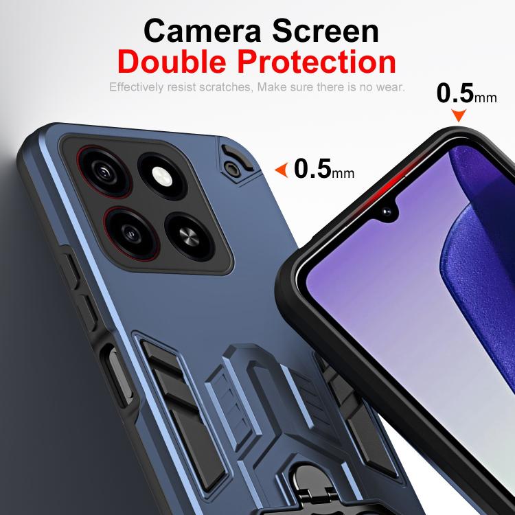 For ZTE Blade A35 / A55 Double-Ring Holder PC Hybrid TPU Phone Case