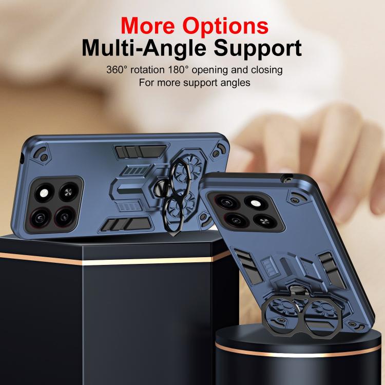 For ZTE Blade A35 / A55 Double-Ring Holder PC Hybrid TPU Phone Case