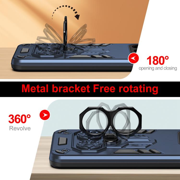 For ZTE Blade A35 / A55 Double-Ring Holder PC Hybrid TPU Phone Case