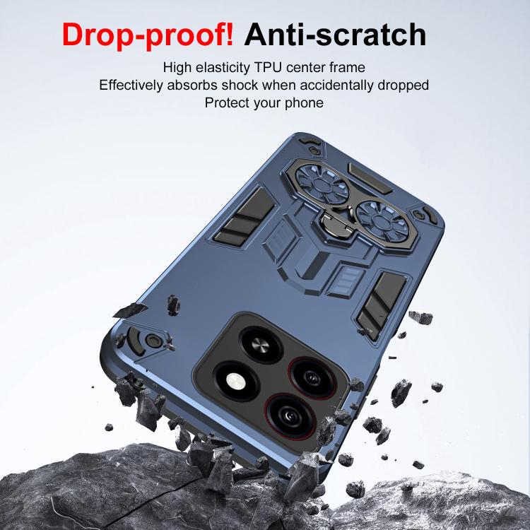 For ZTE Blade A35 / A55 Double-Ring Holder PC Hybrid TPU Phone Case