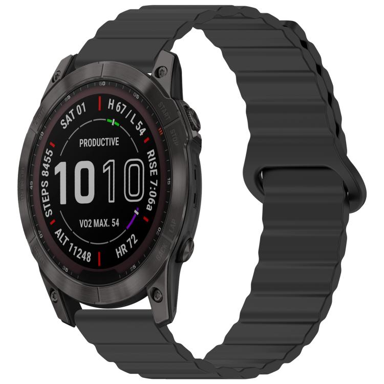For Garmin Fenix 8/7X/6X/5X 26mm xDfind Loop Magnetic Glossy Silicone Watch Band