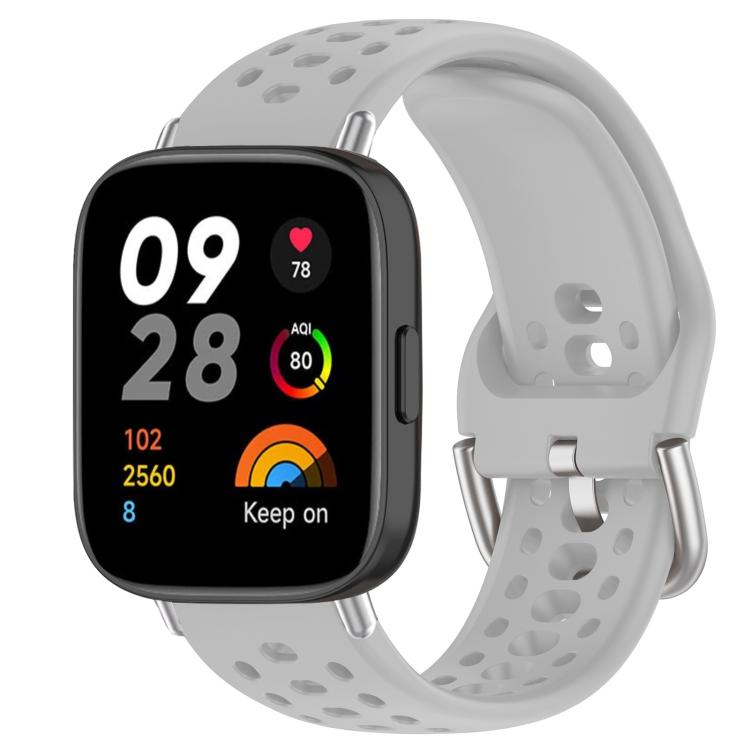 For Redmi Watch 3 xDfind Silver Buckle Silicone Sport Watch Band