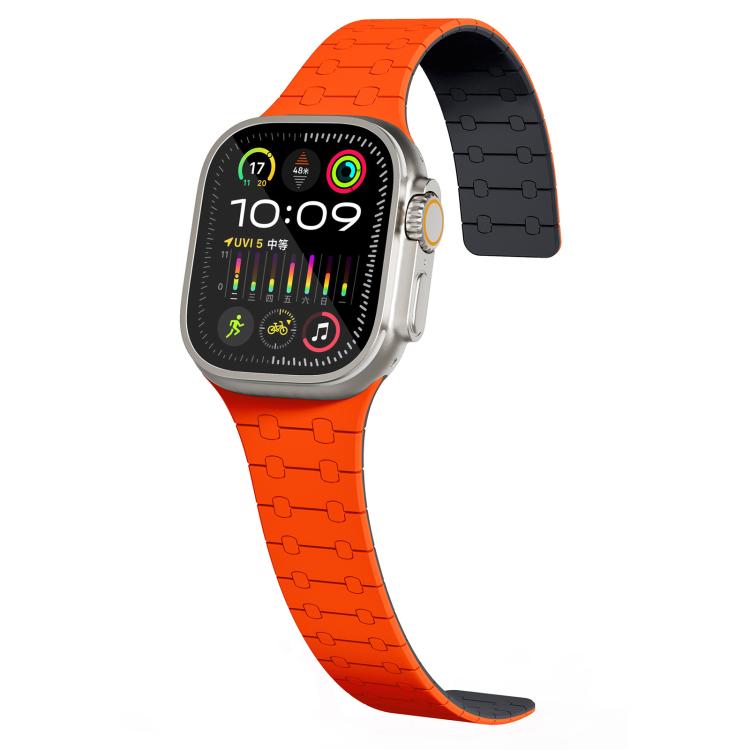 For Apple Watch 42 / 44 / 45 / 46 / 49mm xDfind Contrasting Colors Magnetic Silicone Watch Band