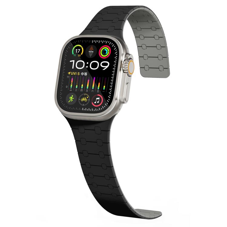 For Apple Watch 42 / 44 / 45 / 46 / 49mm xDfind Contrasting Colors Magnetic Silicone Watch Band