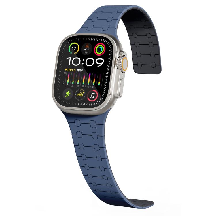 For Apple Watch 42 / 44 / 45 / 46 / 49mm xDfind Contrasting Colors Magnetic Silicone Watch Band