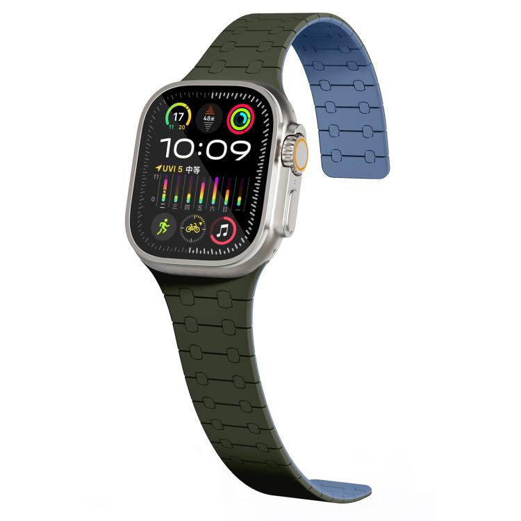 For Apple Watch 42 / 44 / 45 / 46 / 49mm xDfind Contrasting Colors Magnetic Silicone Watch Band