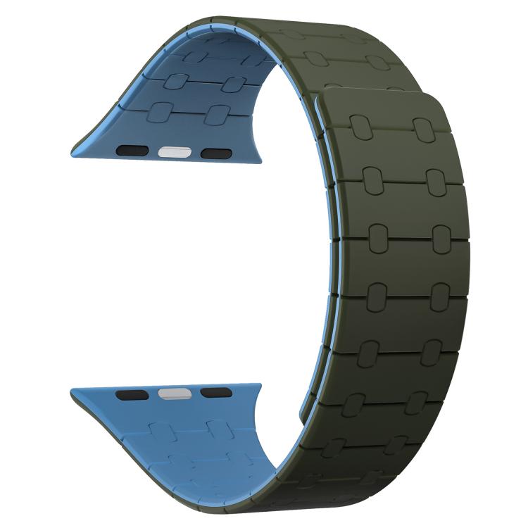 For Apple Watch 42 / 44 / 45 / 46 / 49mm xDfind Contrasting Colors Magnetic Silicone Watch Band