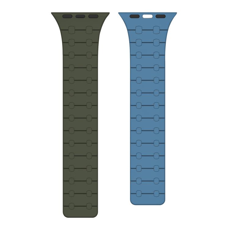 For Apple Watch 42 / 44 / 45 / 46 / 49mm xDfind Contrasting Colors Magnetic Silicone Watch Band