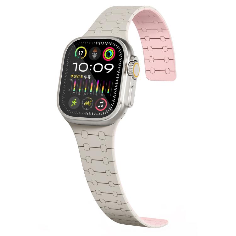 For Apple Watch 42 / 44 / 45 / 46 / 49mm xDfind Contrasting Colors Magnetic Silicone Watch Band