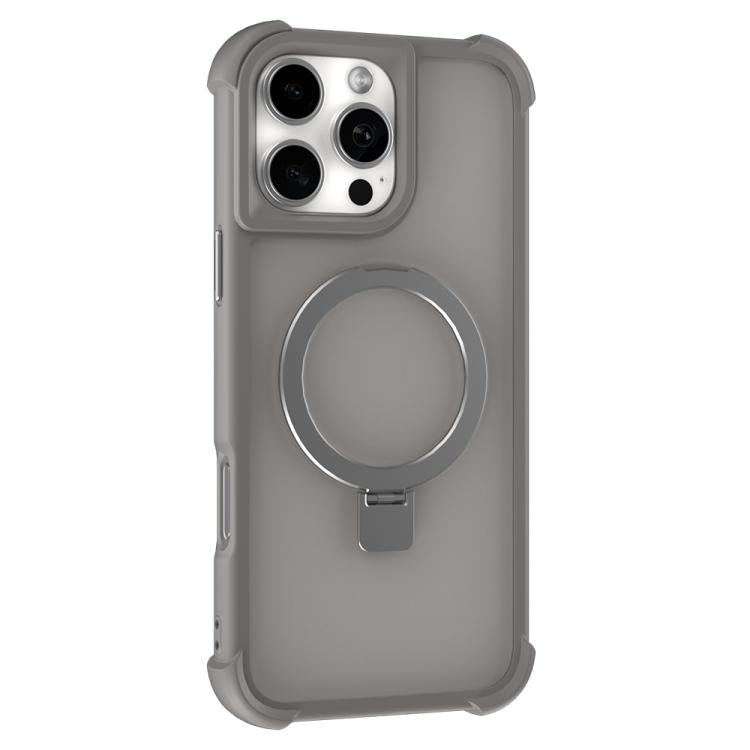 For iPhone 16 Pro Max Four-corner Shockproof MagSafe Holder Phone Case