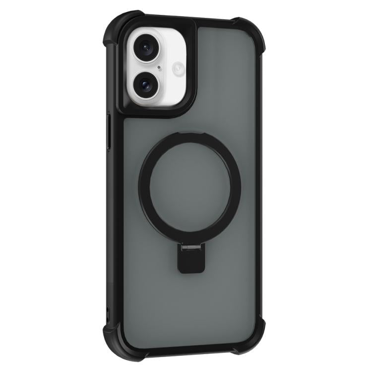 For iPhone 16 Four-corner Shockproof MagSafe Holder Phone Case