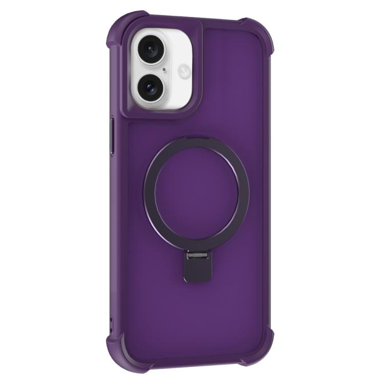 For iPhone 16 Four-corner Shockproof MagSafe Holder Phone Case