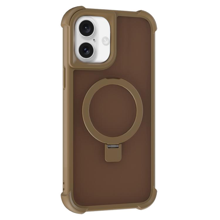 For iPhone 16 Four-corner Shockproof MagSafe Holder Phone Case