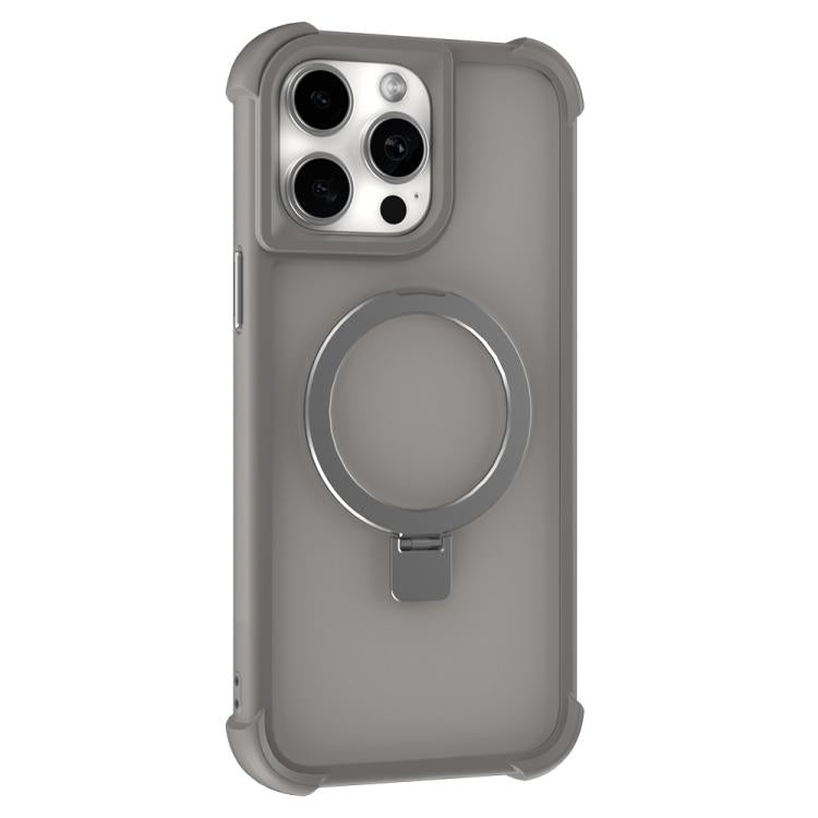 For iPhone 15 Pro Max Four-corner Shockproof MagSafe Holder Phone Case