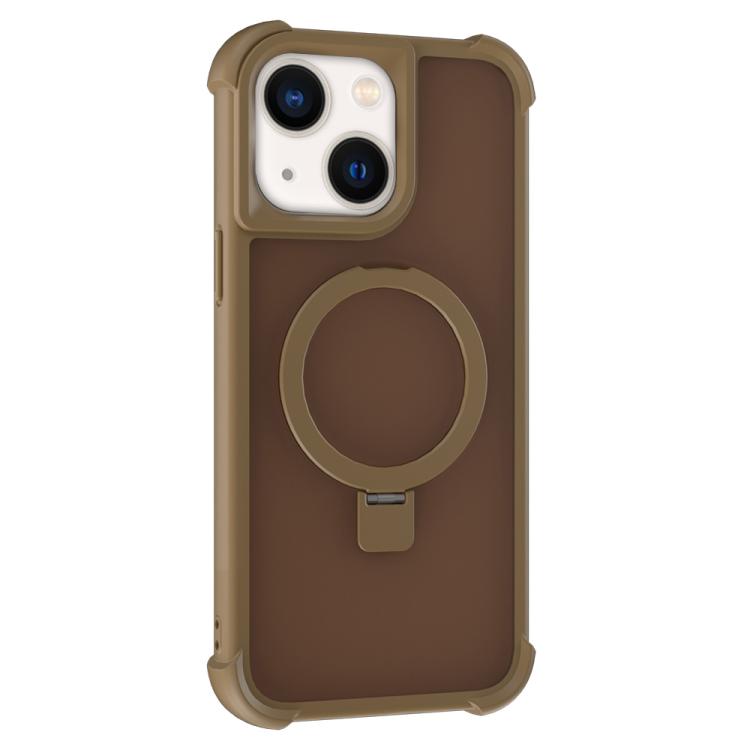 For iPhone 15 Plus / 14 Plus Four-corner Shockproof MagSafe Holder Phone Case