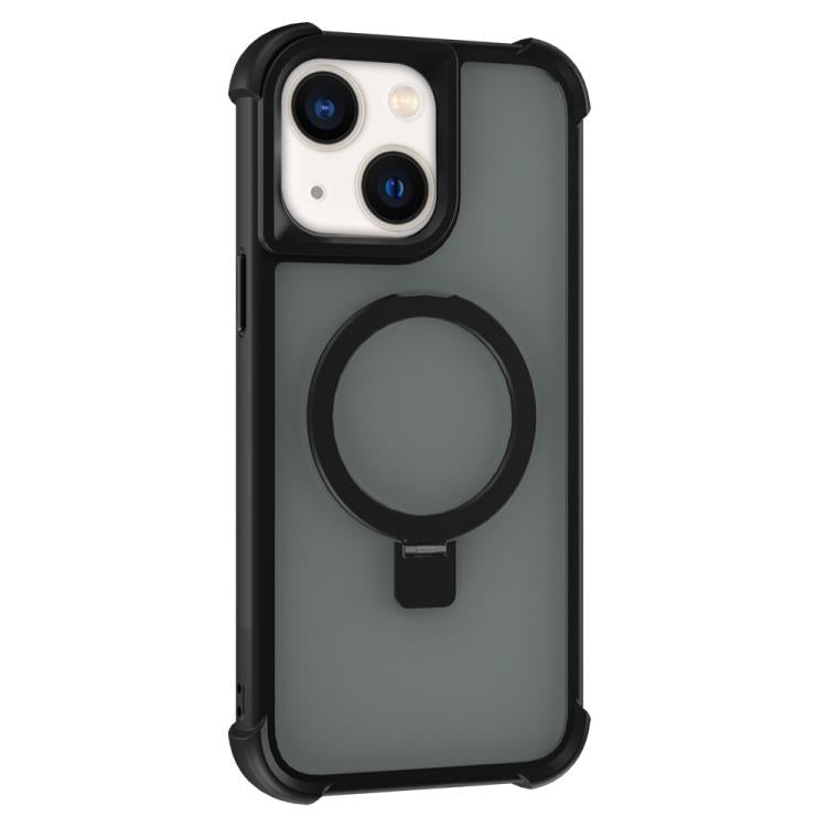 For iPhone 15 Four-corner Shockproof MagSafe Holder Phone Case