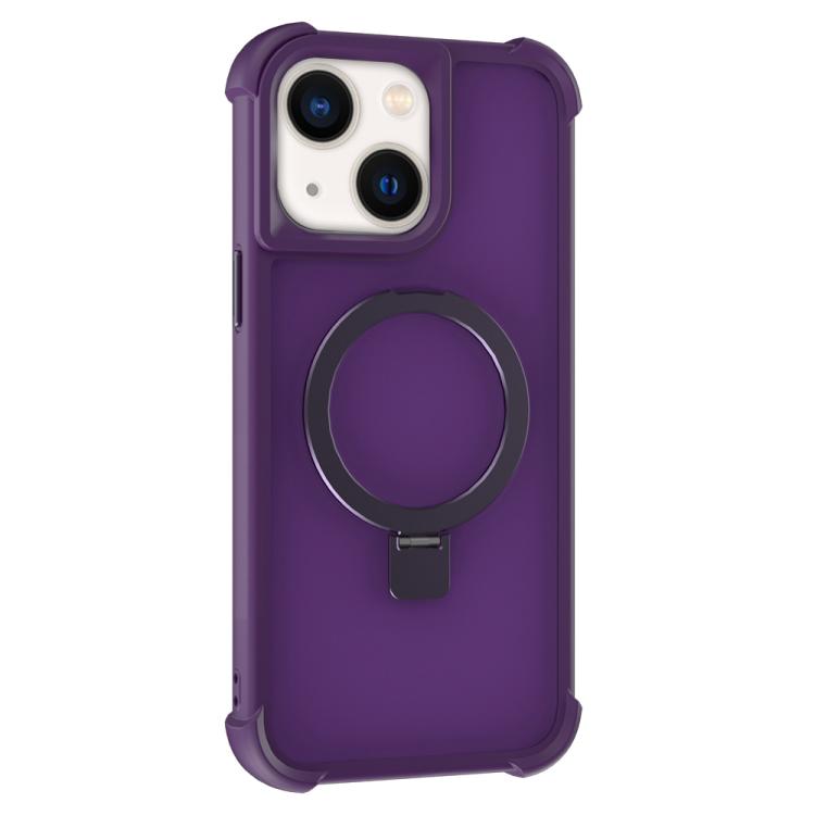 For iPhone 15 Four-corner Shockproof MagSafe Holder Phone Case