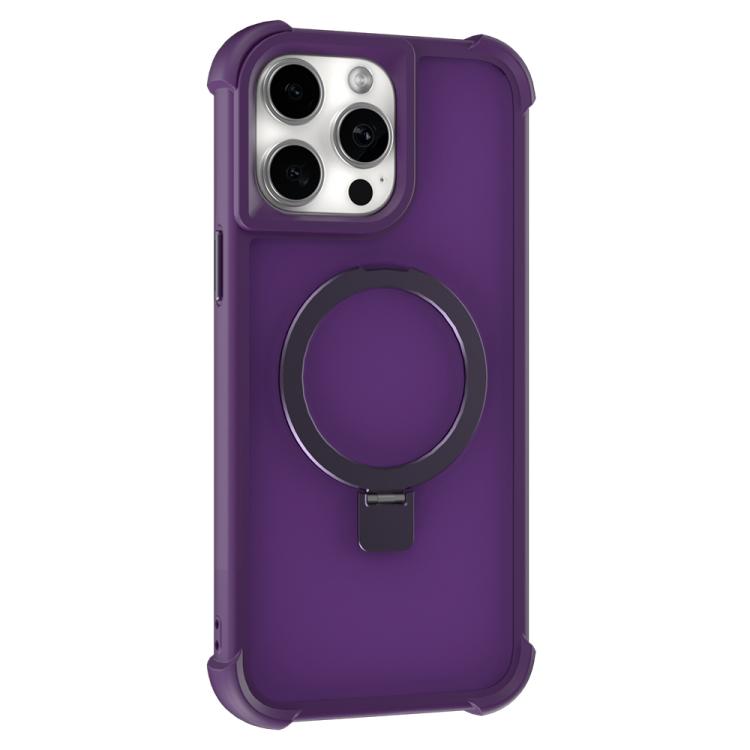 For iPhone 14 Pro Four-corner Shockproof MagSafe Holder Phone Case