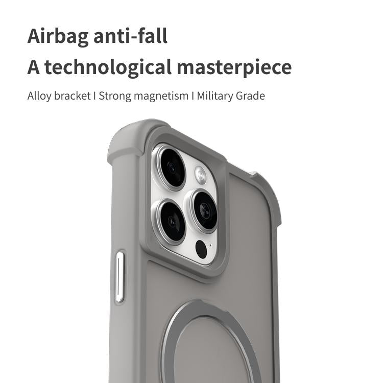 For iPhone 16 Four-corner Shockproof MagSafe Holder Phone Case