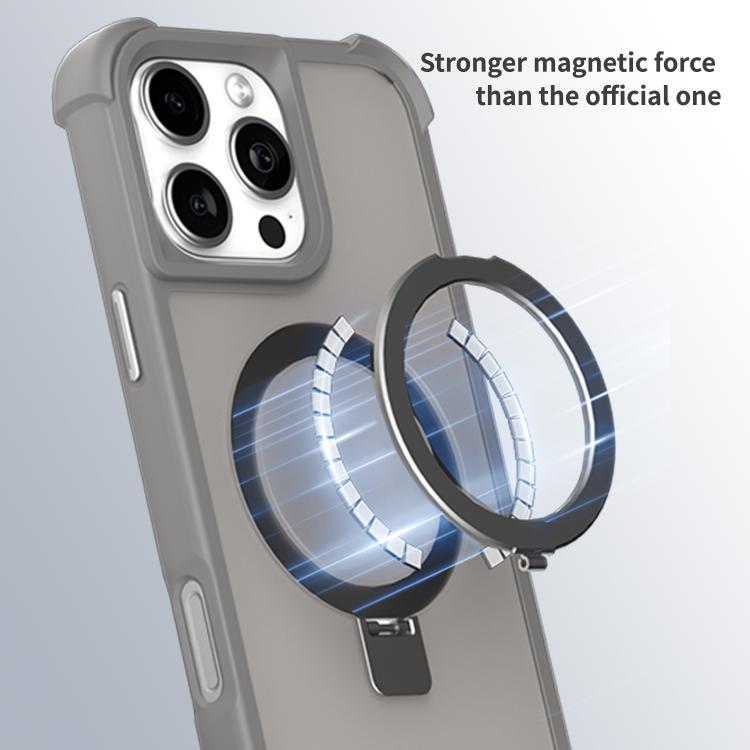For iPhone 16 Four-corner Shockproof MagSafe Holder Phone Case