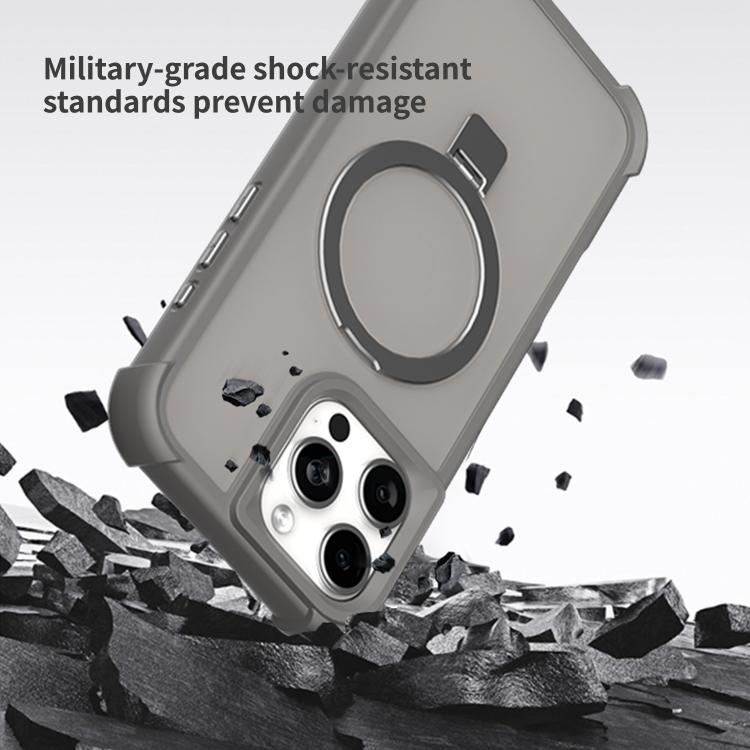 For iPhone 16 Four-corner Shockproof MagSafe Holder Phone Case