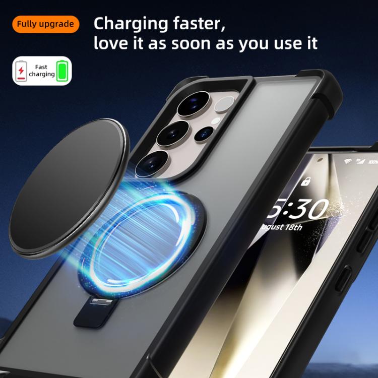 For Samsung Galaxy S25 Ultra 5G Four-corner Shockproof MagSafe Holder Phone Case
