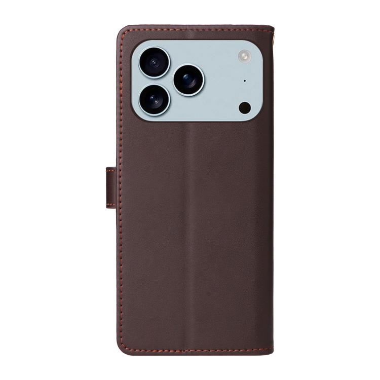 For iPhone 17 Pro Max Six Card Slots Buckle Leather Phone Case with Lanyard