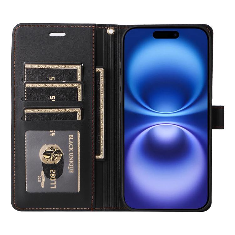 For iPhone 17 Six Card Slots Buckle Leather Phone Case with Lanyard