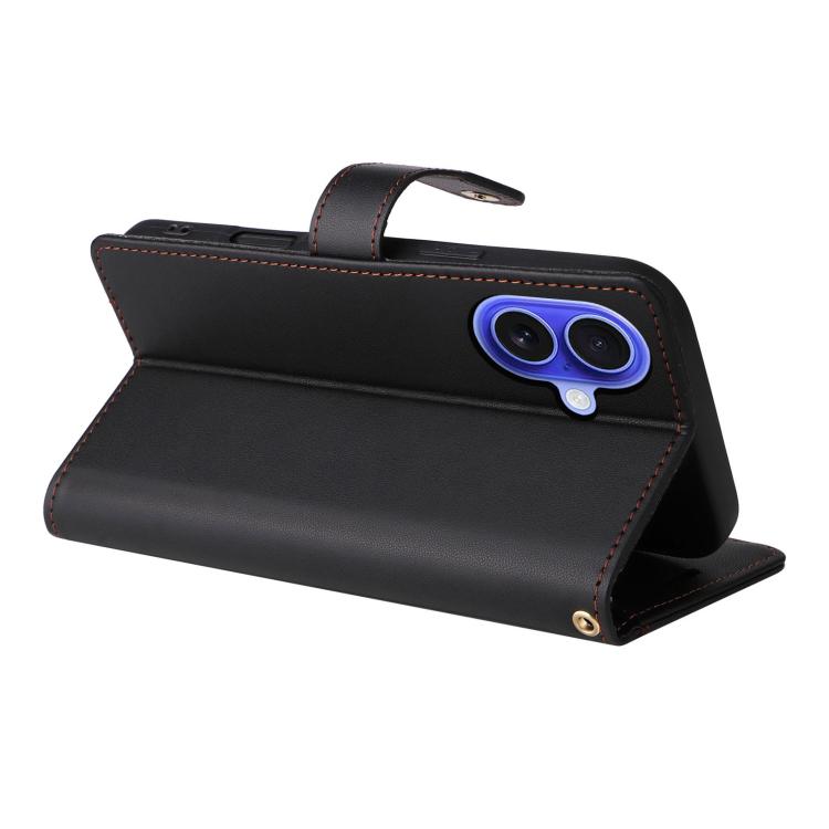 For iPhone 17 Six Card Slots Buckle Leather Phone Case with Lanyard