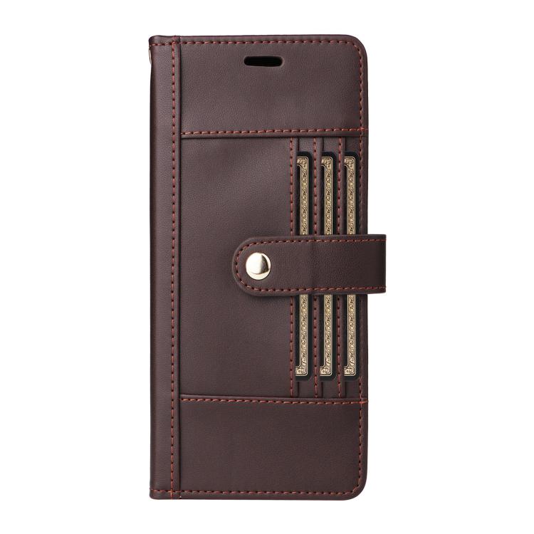 For iPhone 17 Six Card Slots Buckle Leather Phone Case with Lanyard