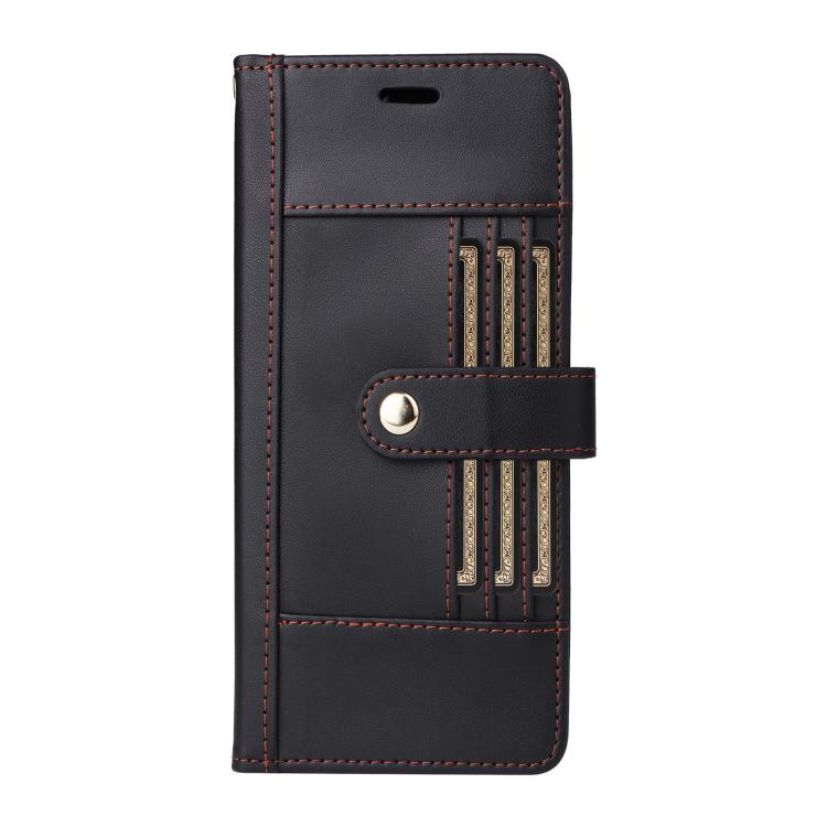 For iPhone 17 Pro Six Card Slots Buckle Leather Phone Case with Lanyard