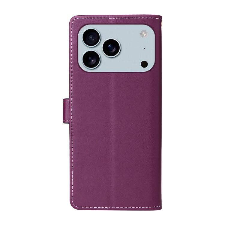 For iPhone 17 Pro Six Card Slots Buckle Leather Phone Case with Lanyard