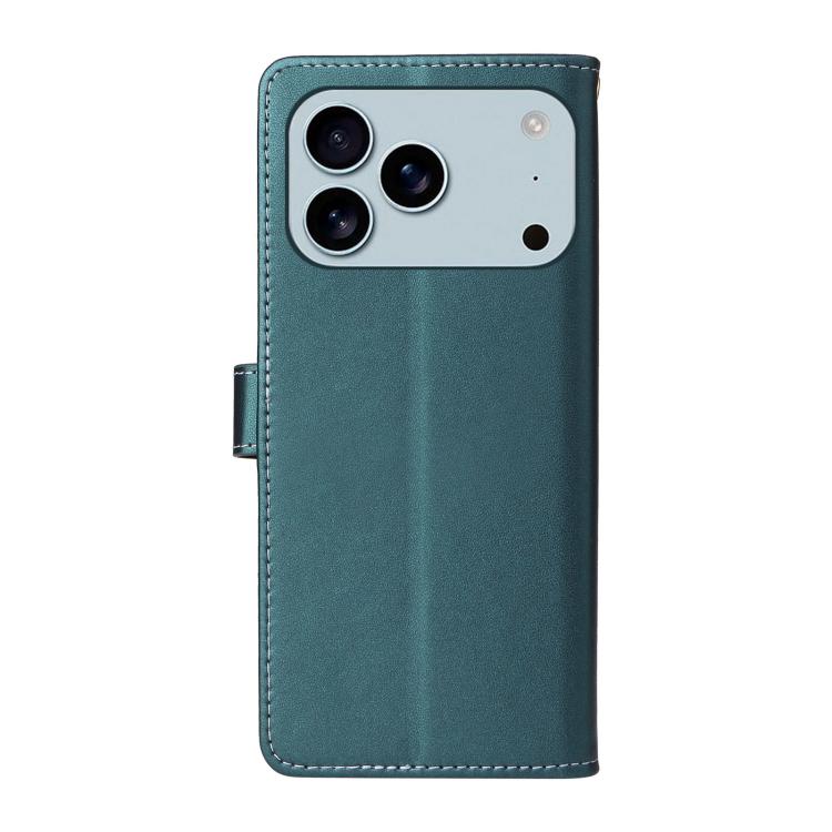 For iPhone 17 Pro Six Card Slots Buckle Leather Phone Case with Lanyard