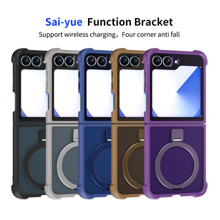 For Samsung Galaxy Z Flip7 FE /6 /5 Four-corner Shockproof MagSafe Holder Phone Case