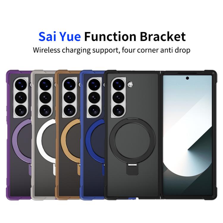 For Samsung Galaxy Z Fold6 Four-corner Shockproof MagSafe Holder Phone Case