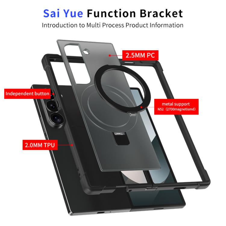 For Samsung Galaxy Z Fold4 Four-corner Shockproof MagSafe Holder Phone Case