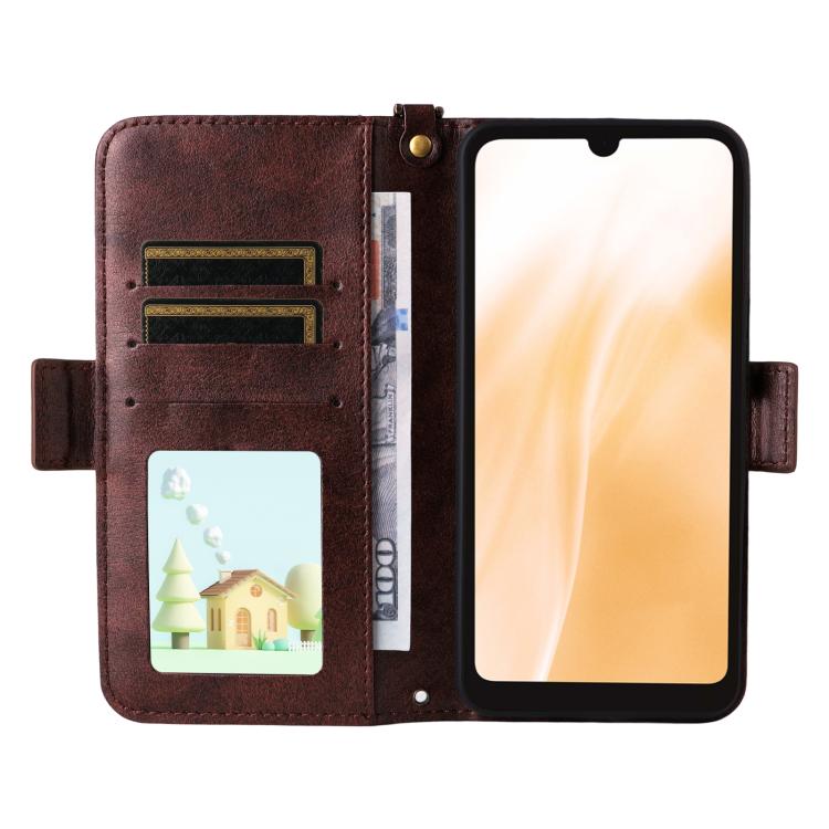 For Fujitsu Arrows We2 F-52E Multi-card Slots Crossbody Cowhide Leather Phone Case