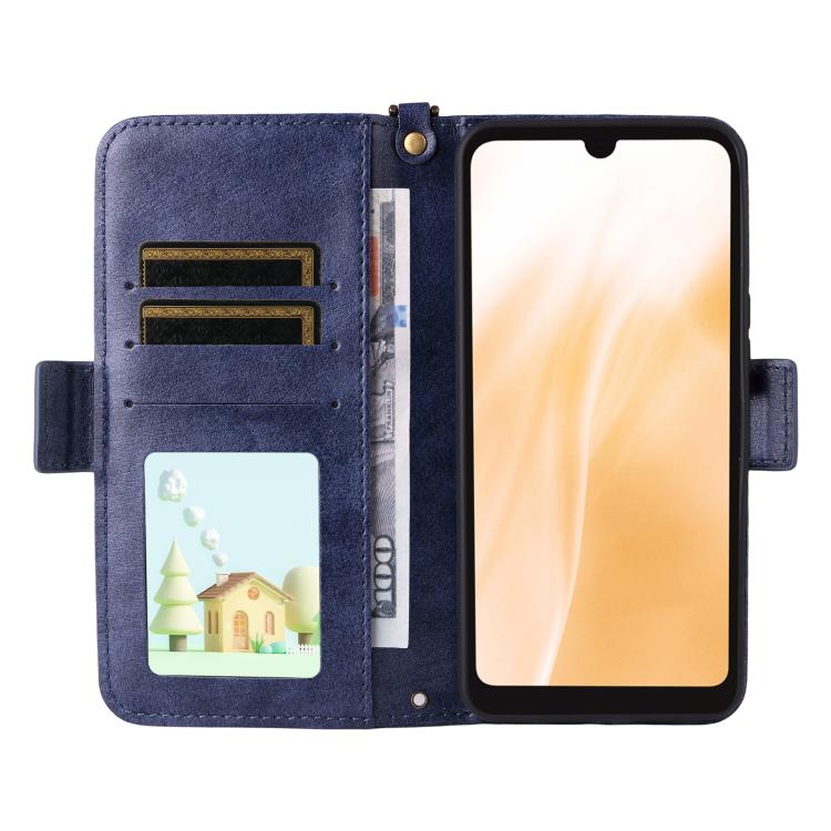 For Fujitsu Arrows We2 F-52E Multi-card Slots Crossbody Cowhide Leather Phone Case