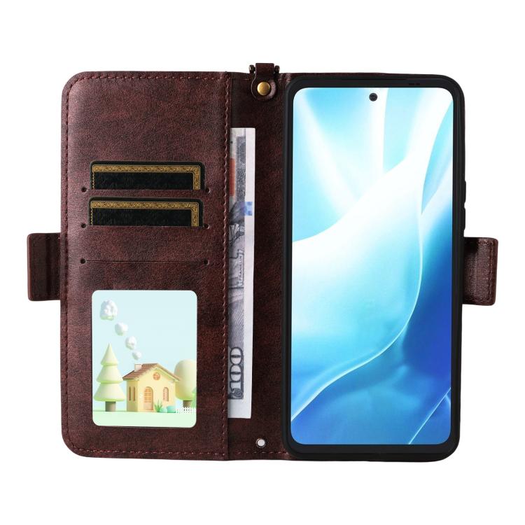 For Fujitsu Arrows We2 Plus F-51E Multi-card Slots Crossbody Cowhide Leather Phone Case
