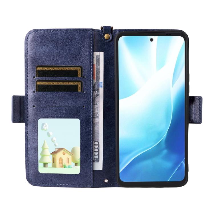 For Fujitsu Arrows We2 Plus F-51E Multi-card Slots Crossbody Cowhide Leather Phone Case
