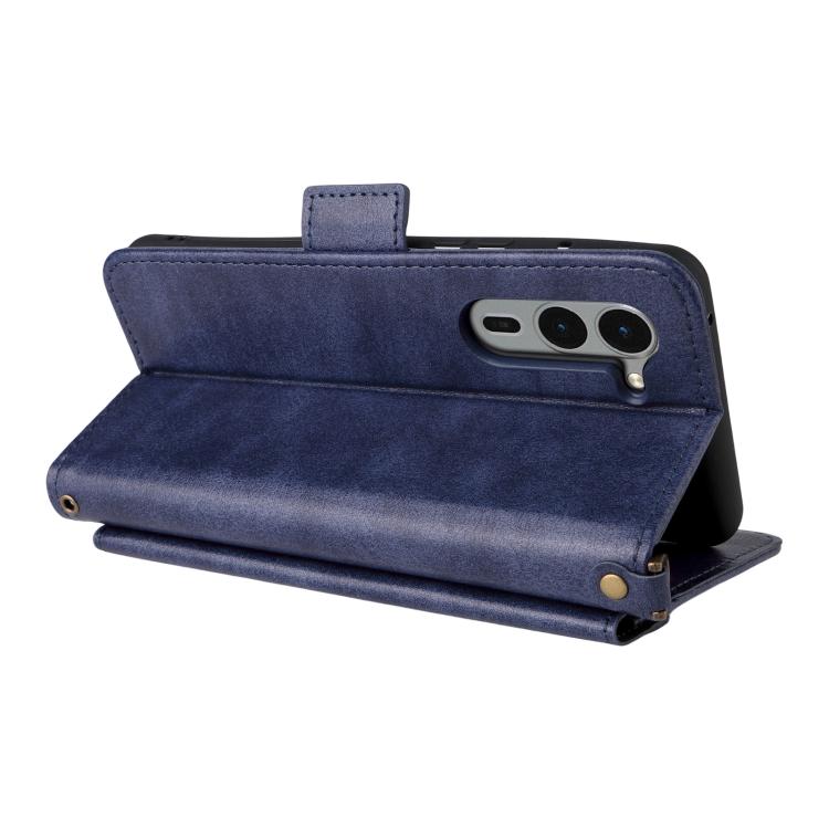 For Fujitsu Arrows We2 Plus F-51E Multi-card Slots Crossbody Cowhide Leather Phone Case