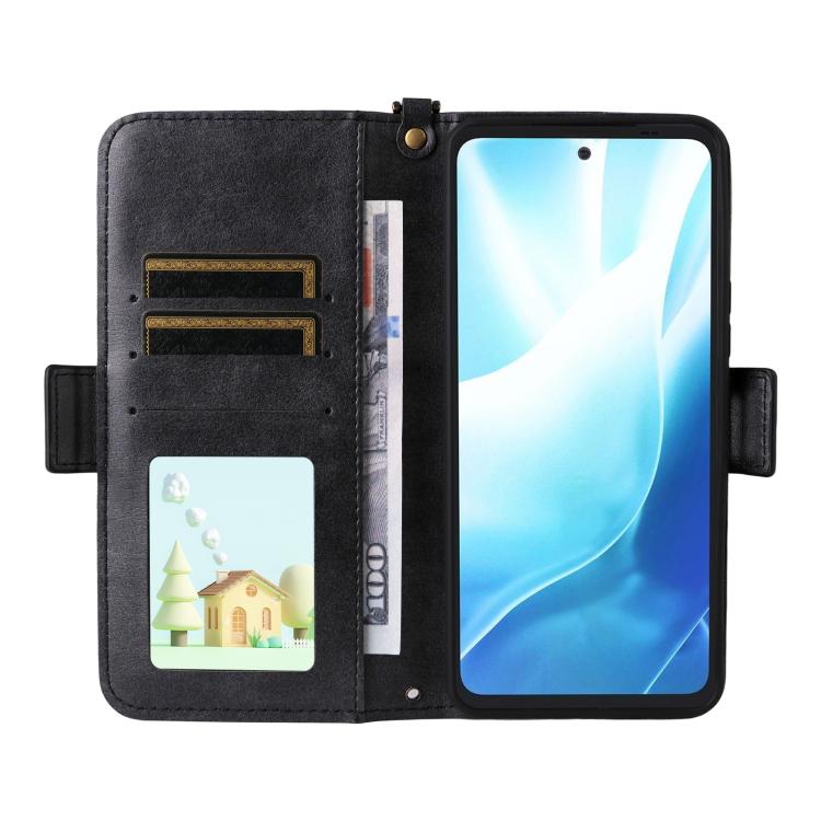 For Fujitsu Arrows We2 Plus F-51E Multi-card Slots Crossbody Cowhide Leather Phone Case