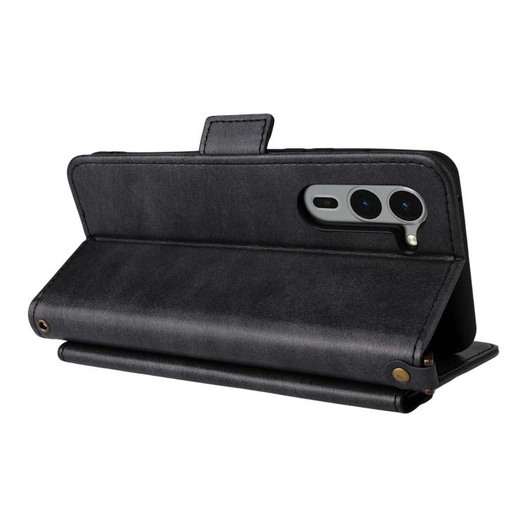 For Fujitsu Arrows We2 Plus F-51E Multi-card Slots Crossbody Cowhide Leather Phone Case