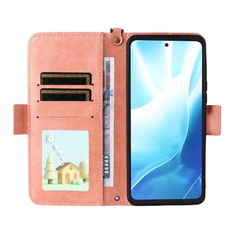 For Fujitsu Arrows We2 Plus F-51E Multi-card Slots Crossbody Cowhide Leather Phone Case