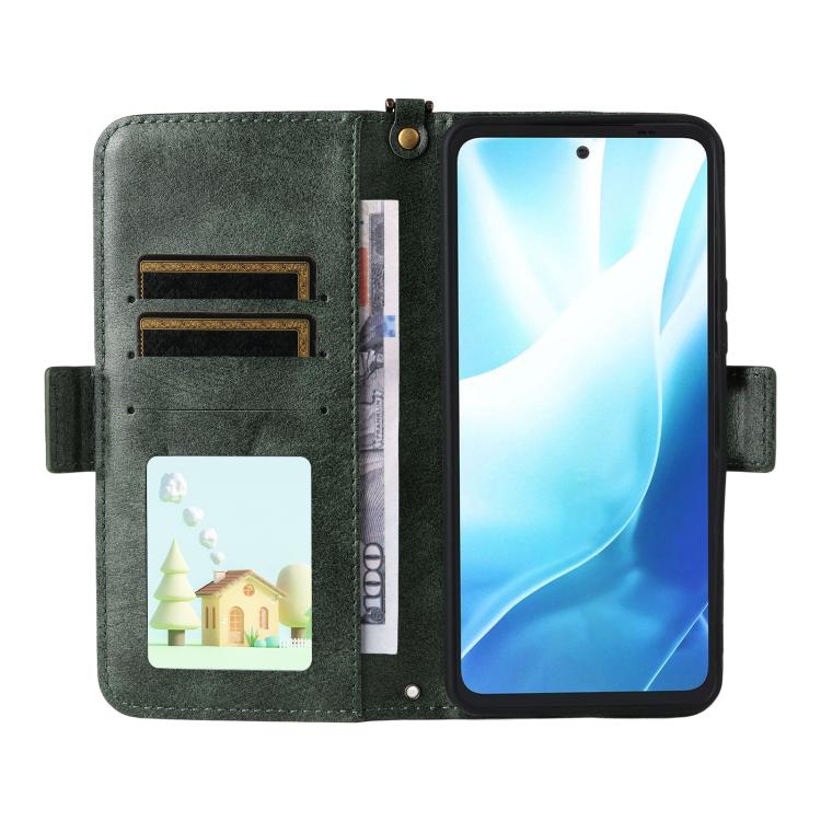 For Fujitsu Arrows We2 Plus F-51E Multi-card Slots Crossbody Cowhide Leather Phone Case