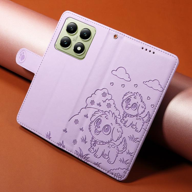 For Xiaomi 14T Embossed Heart Dog RFID Blocking Wallet Leather Phone Case