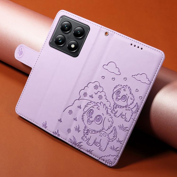 For Xiaomi 14T Pro Embossed Heart Dog RFID Blocking Wallet Leather Phone Case