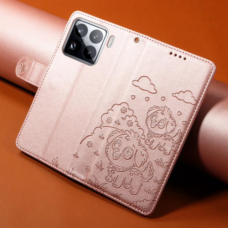 For Xiaomi 15 Pro Embossed Heart Dog RFID Blocking Wallet Leather Phone Case
