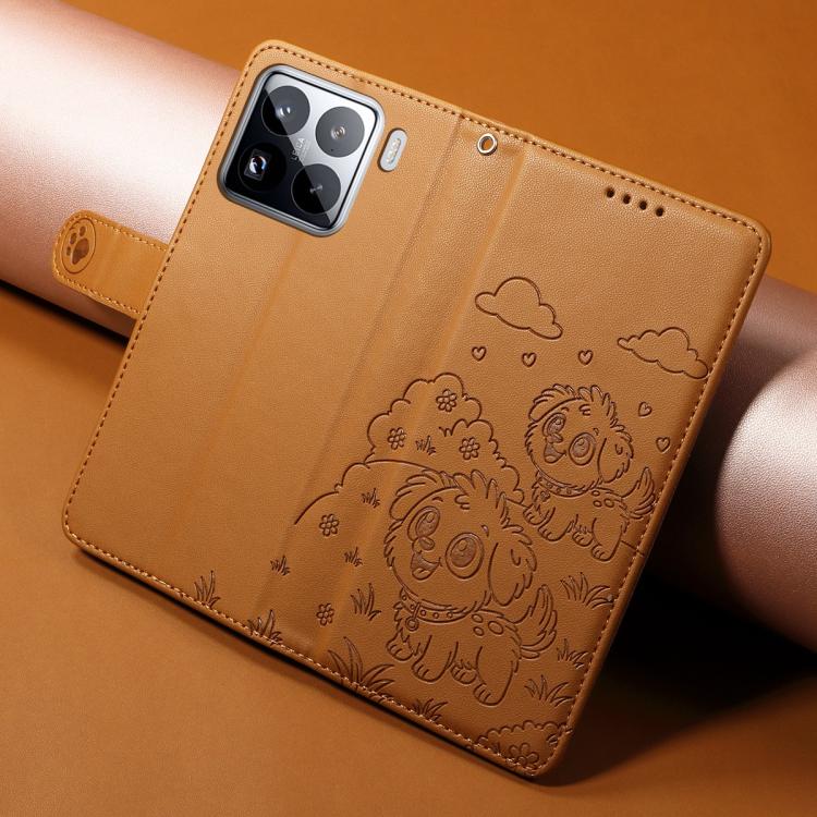 For Xiaomi 15 Pro Embossed Heart Dog RFID Blocking Wallet Leather Phone Case
