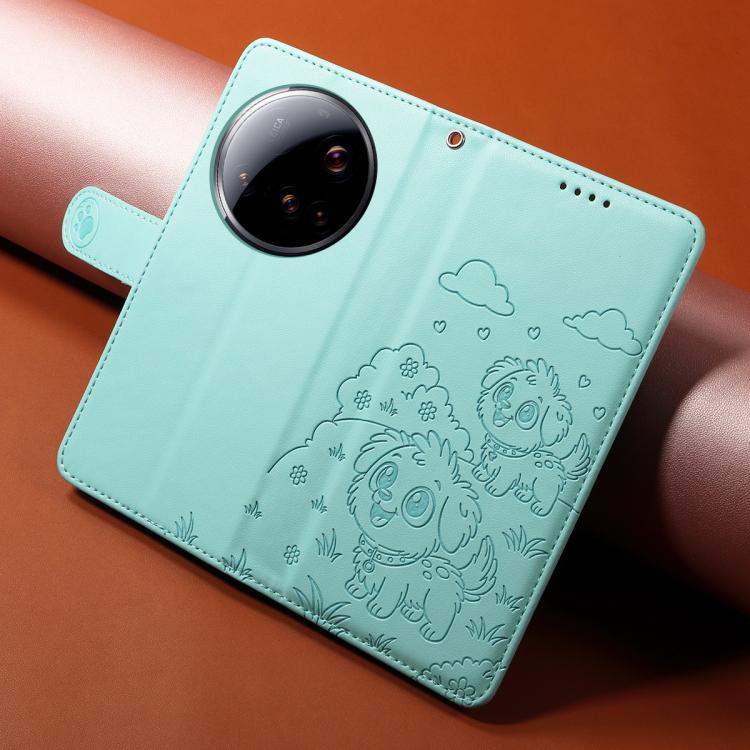 For Xiaomi 15 Ultra Embossed Heart Dog RFID Blocking Wallet Leather Phone Case